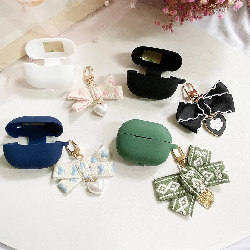 Per Jabra Elite 4 Custodia Fashion Flower Canvas Portachiavi Ciondolo Protezione In Silicone Custodia Per Auricolari Per Jabra Elite 4 Active Cover