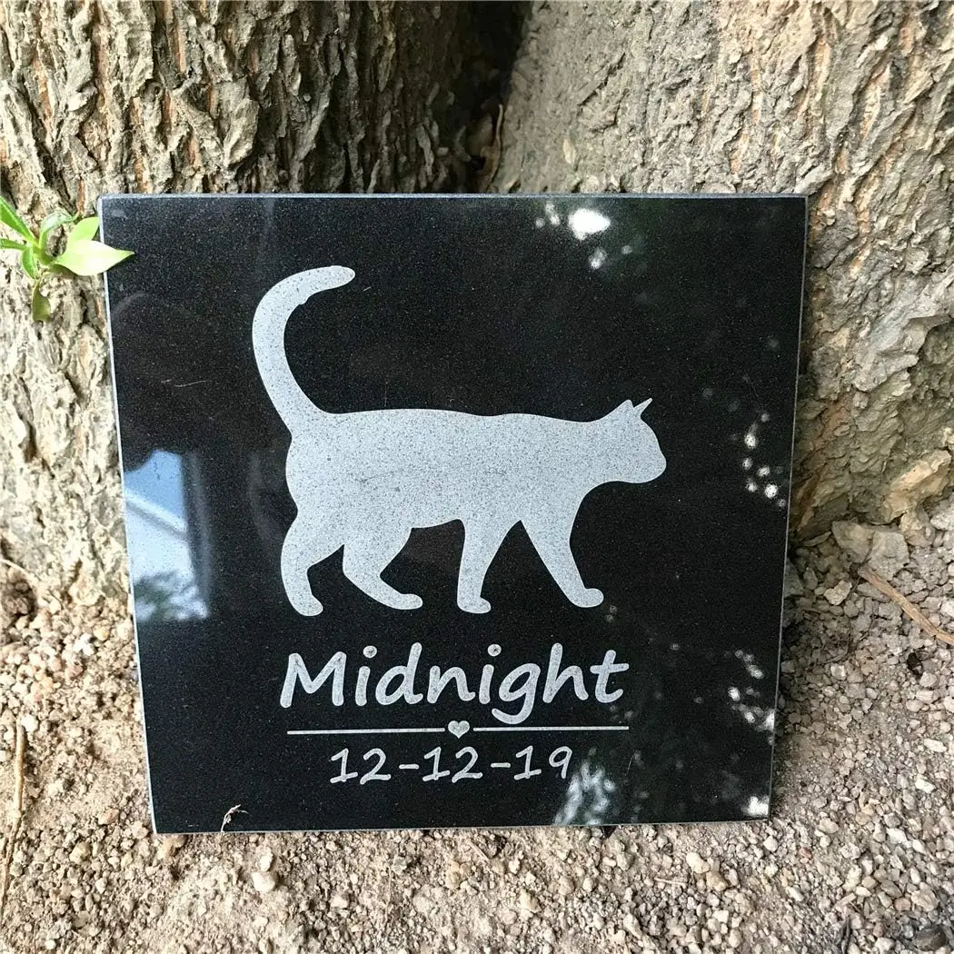 Pet Memorial Stones for Cats Personalized Cat Headstones Grave Markers Indoor or Outdoor for Loved One's Sympathy Gift, Black