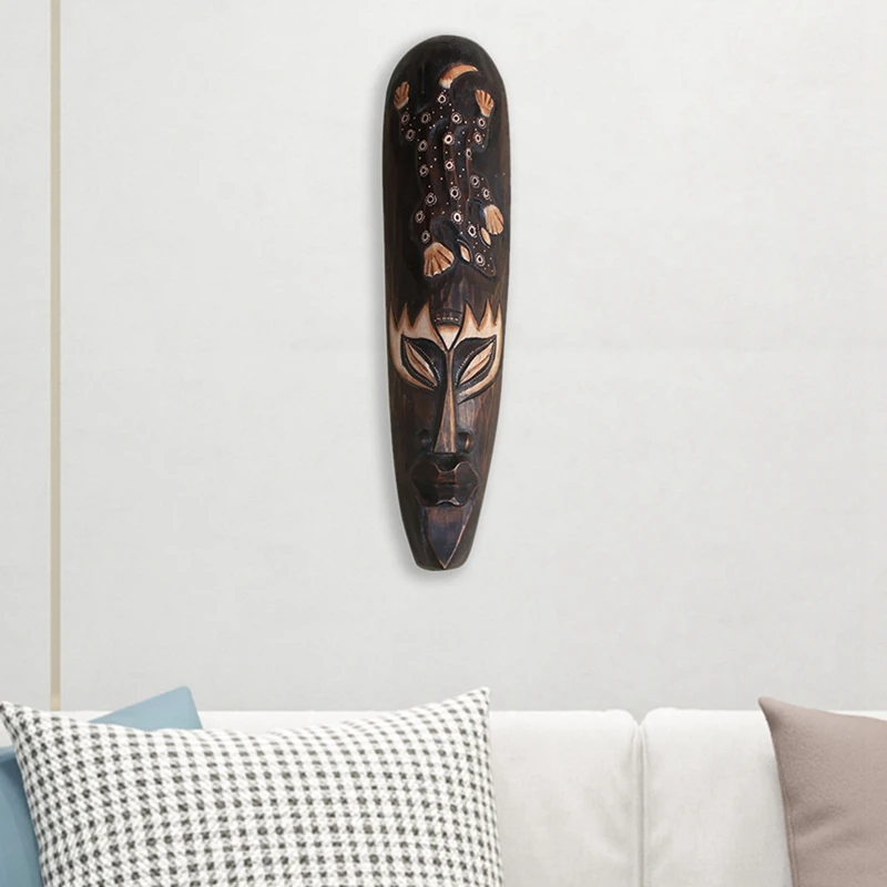 Solid Wood Mask For Wall Decoration African Facebook Bar Ktv Restaurant Wall Hanging Thai Woodcut Decoration-AA68 3