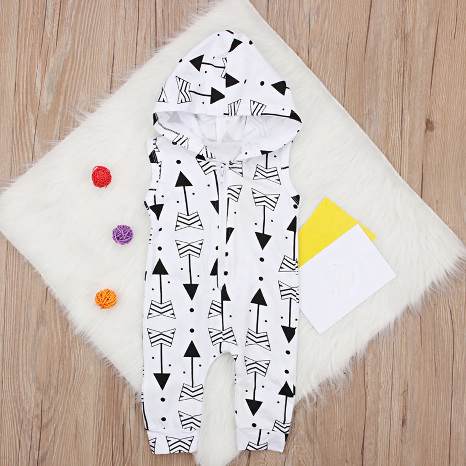 Infant Kids Baby Boys Printed Hooded Romper Jumpsuit Outfit Clothes Set