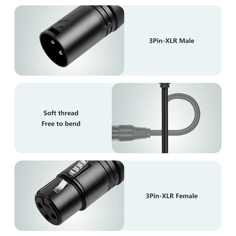 Balanced Audio Extension Cord - XLR Male to Dual Female Y-Splitter 3-Pin Cable for Microphones and Amplifiers