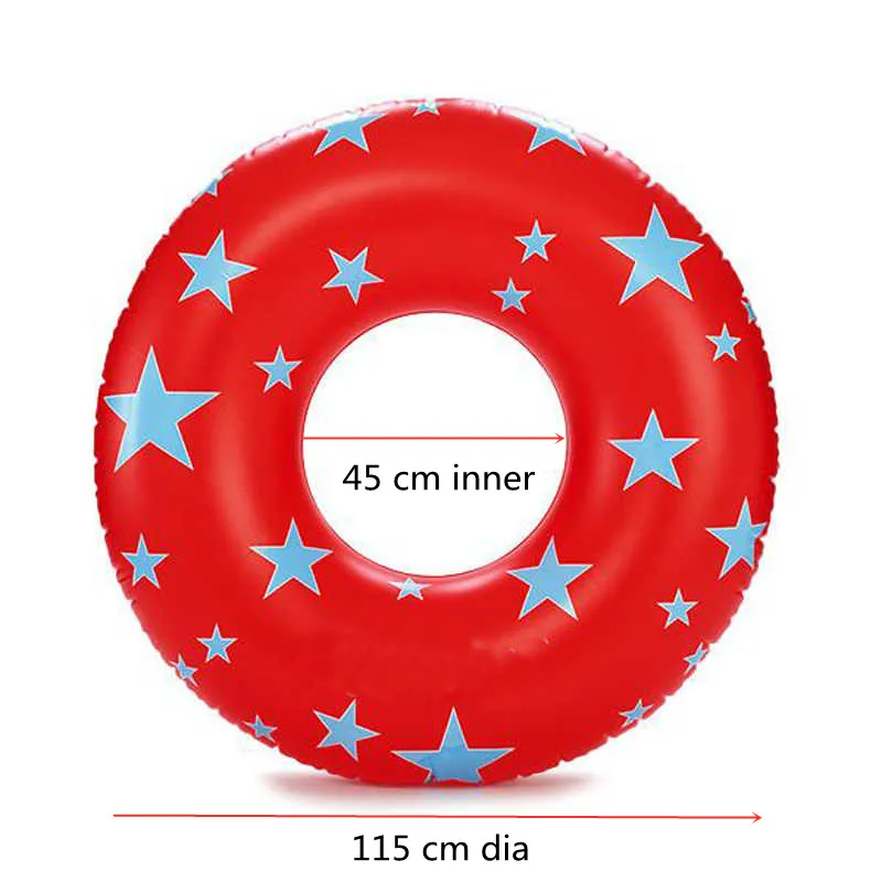 New Colorful Star Print Inflatable Tube Swim Ring for Adults Kids Five-pointed star Safety Swim Circle Water Play Equipment