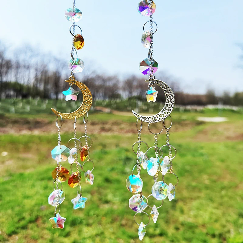 Hanging Crystal Pendant Beautiful Colorful Crystal Suncatcher Dream Catcher Window Drop Bell Christmas Tree Home Decor crystal sun catcher,crystal hanging decoration,wall hanging pendant,crystal wall hanging,crystal light catcher,window hanging suncatcher