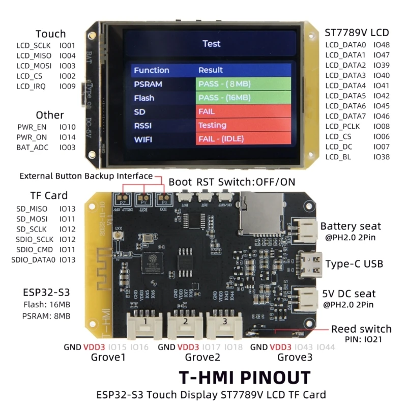 2.8 ġ T-HMI ST7789 LCD ȭ 240x320 ÷ Wifi  ȣȯ 16MB ÷  