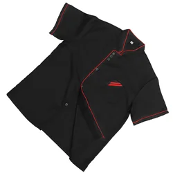 Unisex Short Sleeve Basical Mens Shirt for Bakery Food Service Restaurant Size XXXL (Black)