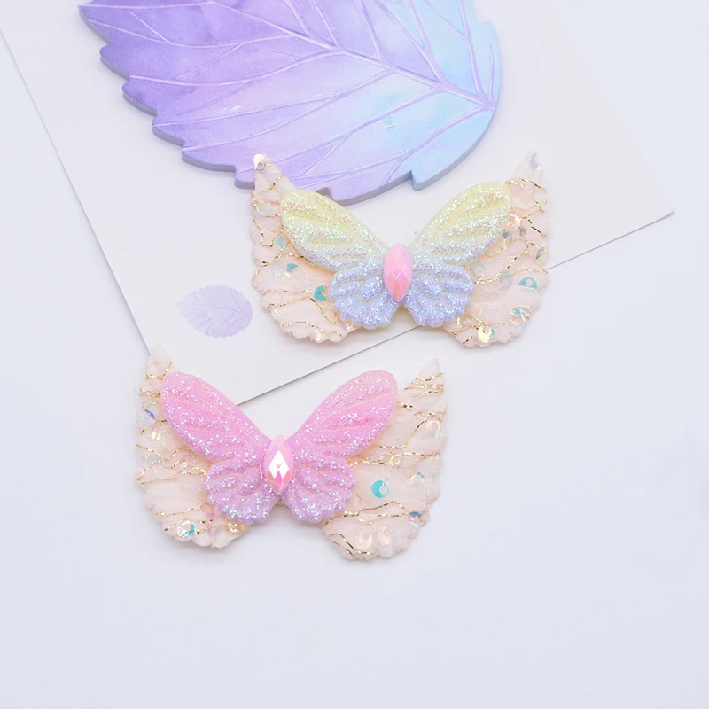 12 Stücke 5*3,5 cm/1,97*1,38 zoll Glitter Engel Flügel Applikationen Amor Flügel Fee Flügel für DIY Tuch Kopfbedeckungen Bogen Nähen Patches Dekor – Detail 8