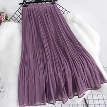 

Chiffon Midi Skirts Womens 2022 New Spring Summer Large Swing A-Line Umbrella Skirt Solid Drape Mermaid Skirts Faldas Jupe Femme