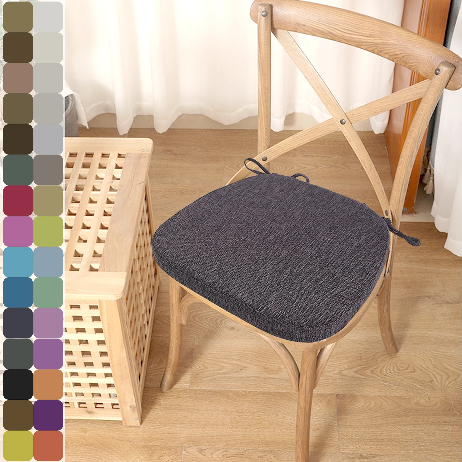 

Chair Pads Non-Slip Seat Cushions Soft Chair Pad with Ties Horseshoe Seat Cushion For Dining Room/Office/Hotel/Garden Chairs