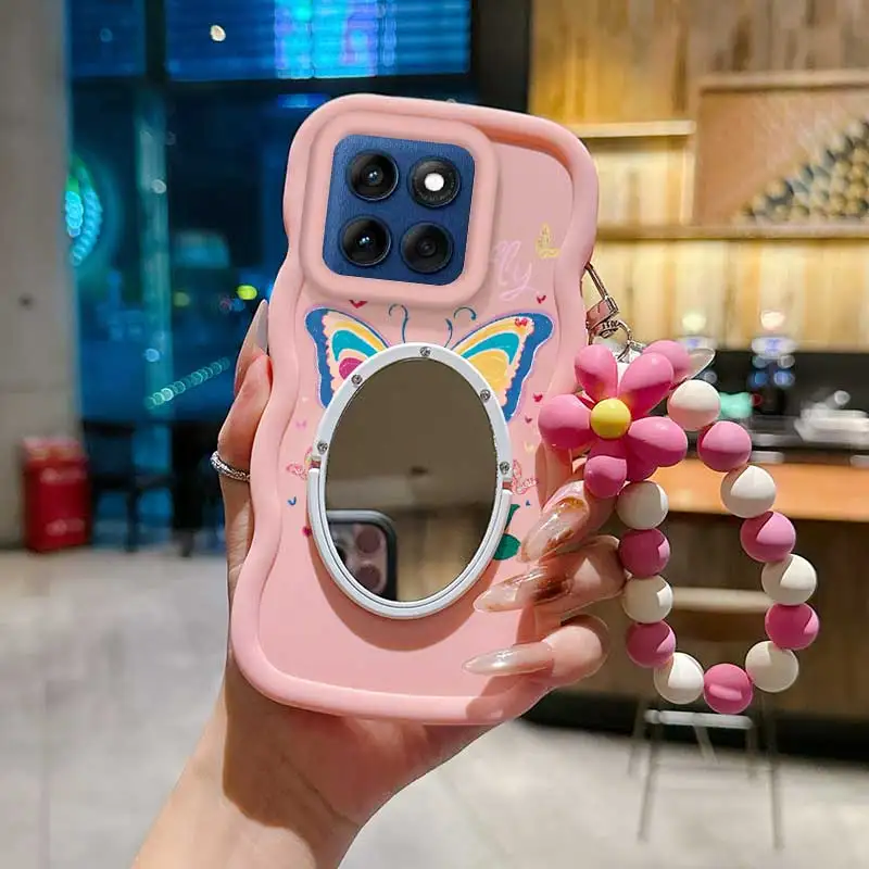 Cartoon Butterfly Phone Case Set with Lanyard and Stand - 3 Piece Set