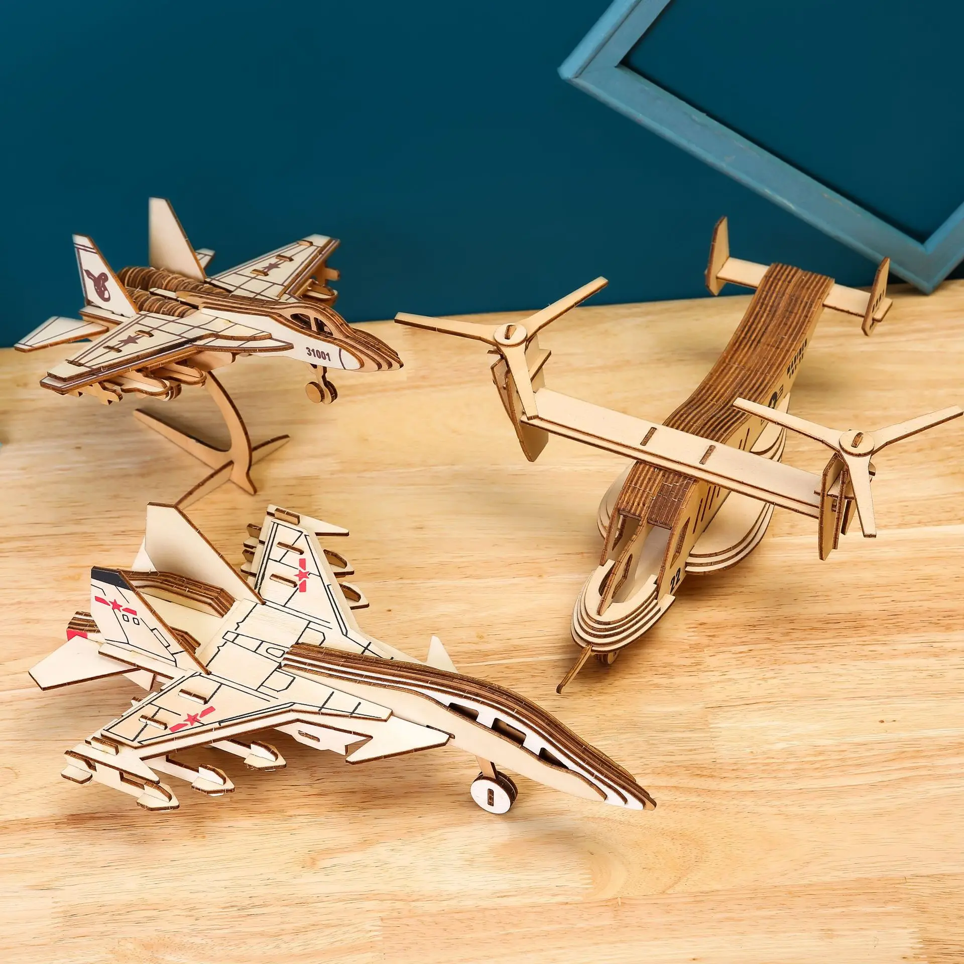 

3D Stereo Handmade Puzzle Assembled Aircraft Model Toy Adult Children Laser Wooden Diy Jigsaw Puzzle Wholesale