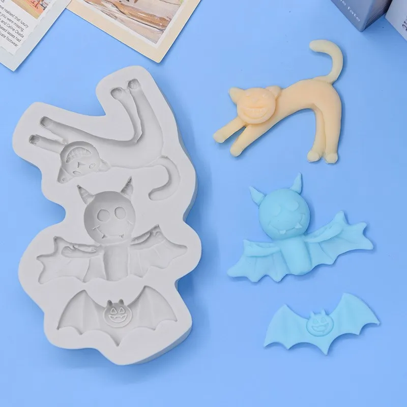 

Хэллоуин ужас Черный кот летучая мышь Форма Жидкая силиконовая форма помадка торт десерт кондитерское украшение кухонные аксессуары для выпечки инструмент