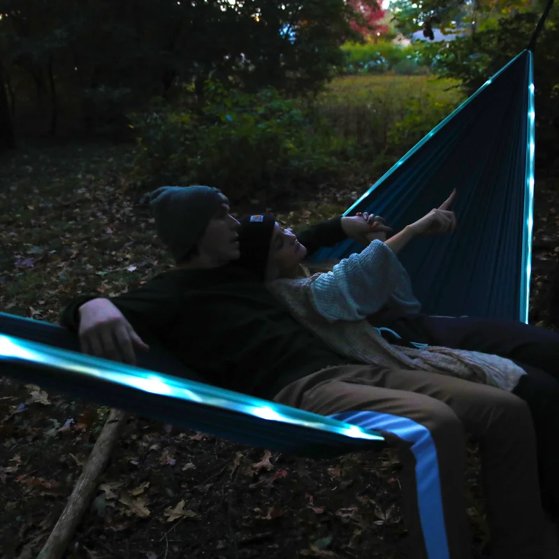 Equip Illuminated Nylon Portable Camping Travel Hammock, 2 Person, Blue & Dark Blue, Size 124" L x 77" Whammock chair 3