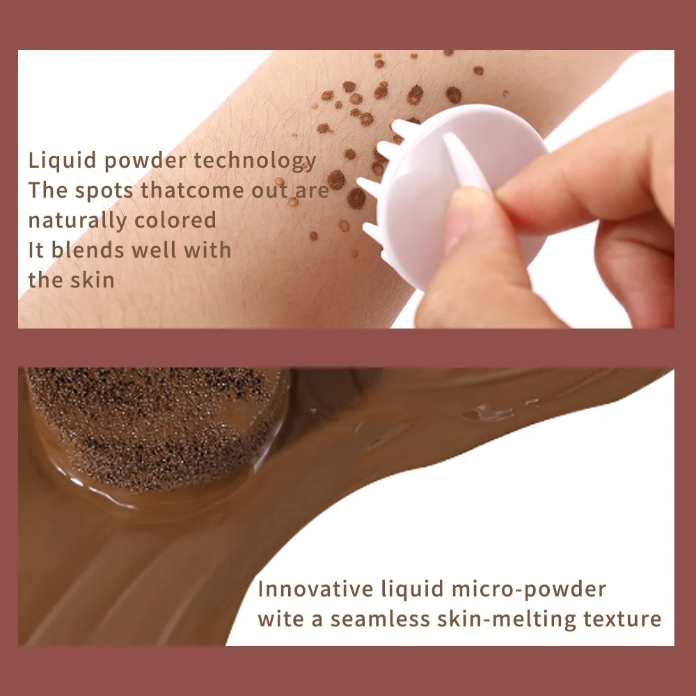 Face Freckles Stamp Brown Gold Fake Freckles Air Cushion Waterproof Lasting Liquid Powder Quick Dry Natural Makeup with Brush