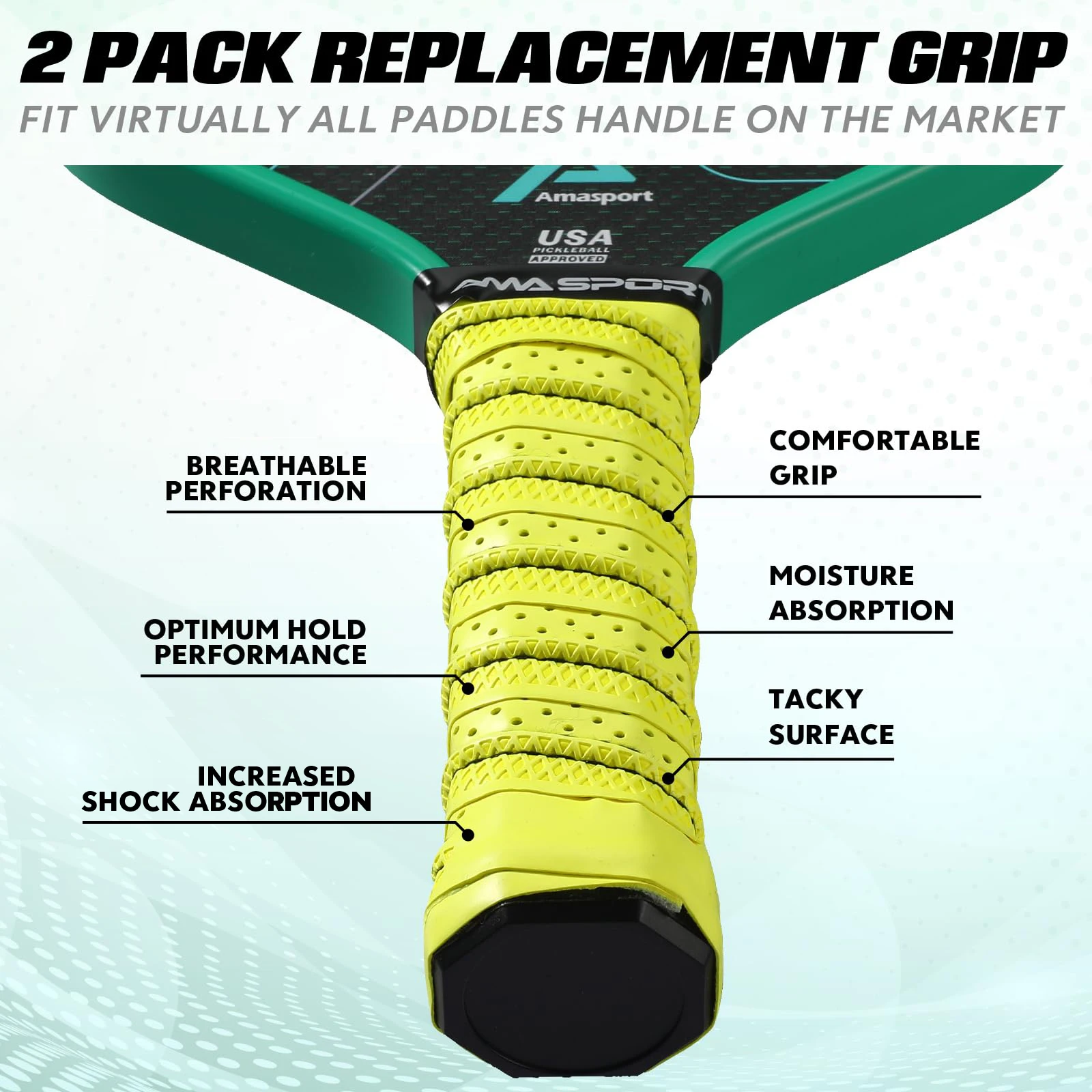 AMA SPORT Professional Pickleball Paddle Grip - Anti-Slip Overgrip, Pack of 2
