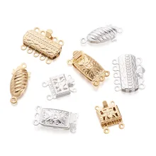 

16pcs Stainless Steel Box Clasp Rectangle Oval Golden Silver Color Multi-Strand Clasps For DIY Jewelry Necklace Bracelet Making