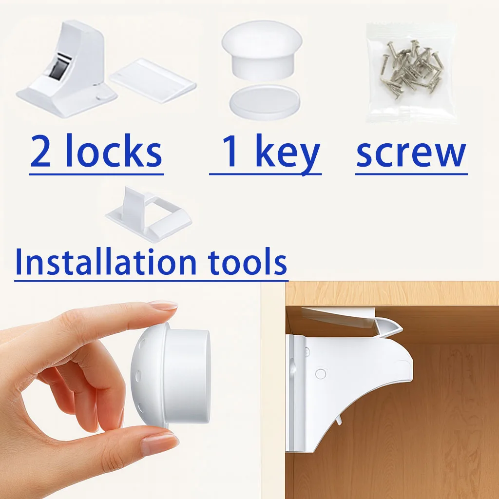 New Style Baby Safety Lock Invisible Magnetic Locks Baby Proofing Products Safety Accessories Self-adhesive or Screw Fixed