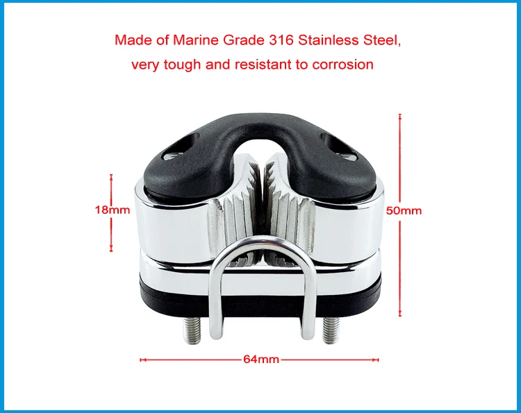 Description Picture 3 of item316 Stainless Steel Ball Bearing Cam Cleat Pilates Equipment Marine Boat Fast Entry     Rope Wire Fairlead Sailing Accessories