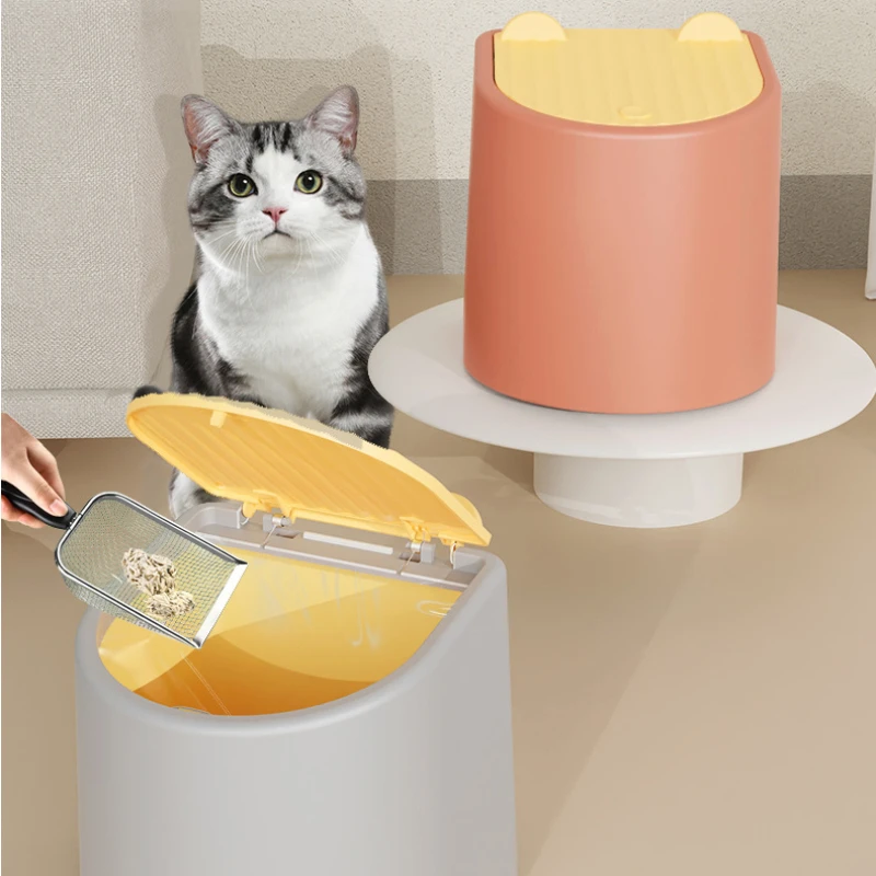 

Мусорный бак для кошачьего туалета с крышкой, полностью закрытые контейнеры для мусора, защита от запаха, для дома