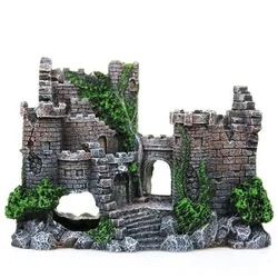 Creative Castle-Shaped Aquarium Ornament - Vibrant Colorful Fish Tank Decoration (17x6x13 cm)