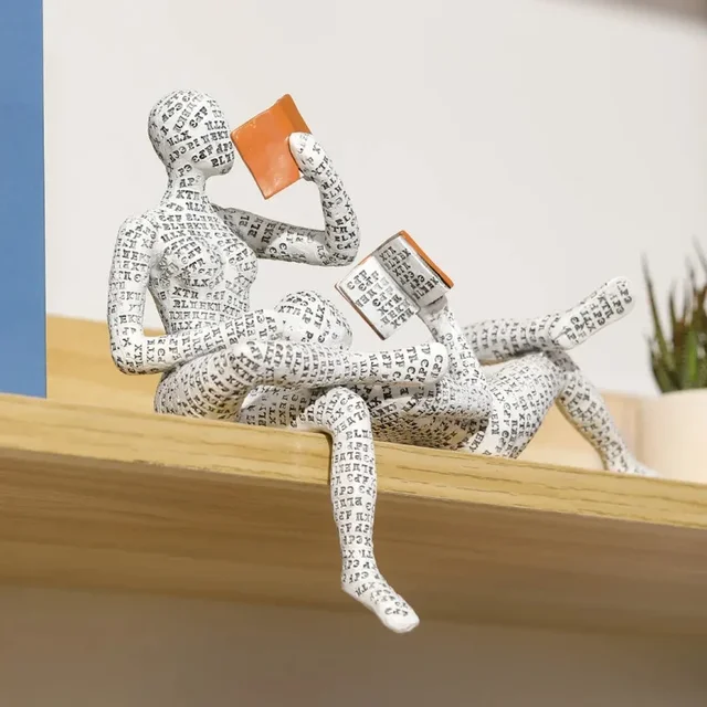 Statue de femme de lecture moderne nordique, ornements décoratifs modernes et simples pour salon, artisanat en résine, Sculpture de table 5