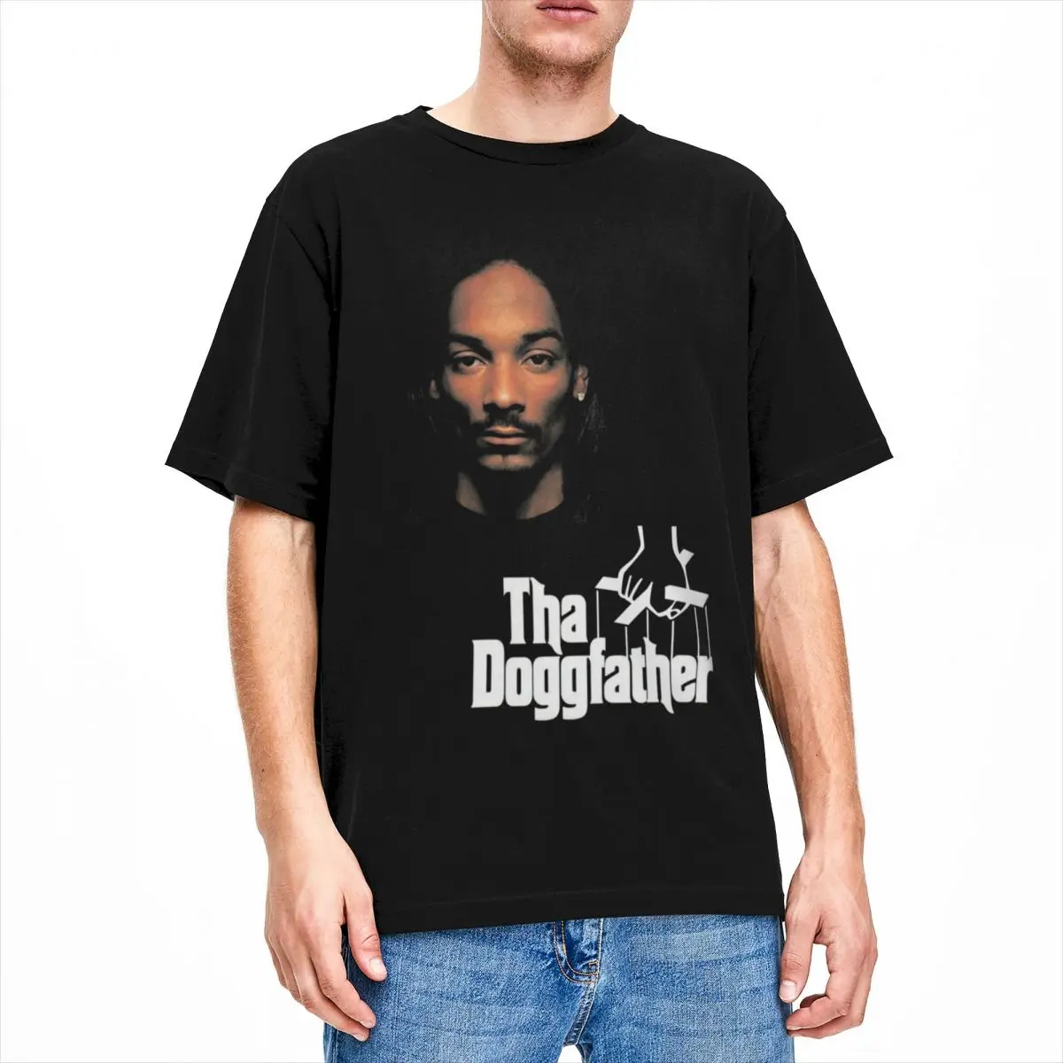 Snoop Dogg Tha Doggfather for Men Women T Shirt Hip Hop Stuff Novelty Tee Shirt Short Sleeve Round Neck