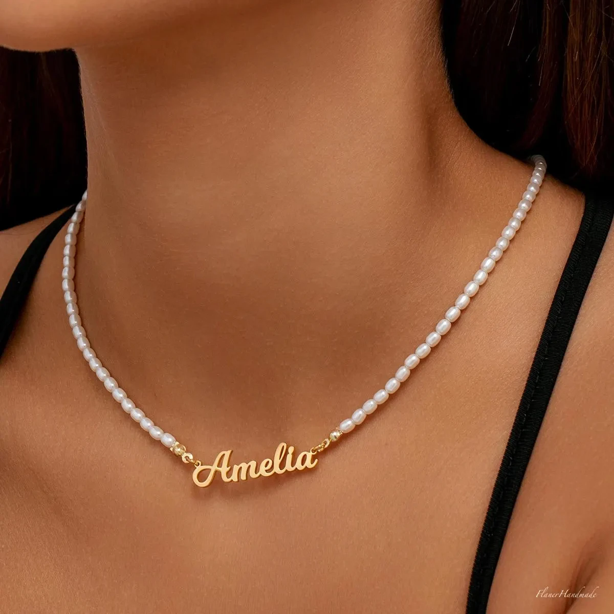 Modische Perlenkette Für Frauen, Personalisierte Namensschild-Halskette, Luxuriöser Süßwasserperlen-Schmuck, Geschenk Für Frauen S2C96E67Ae4Bf41Bb83B3Aed0Cc650930L