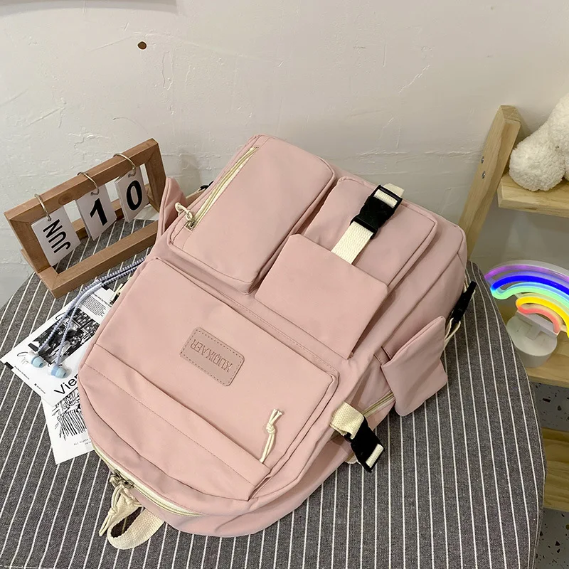 Korean High School Student Female Canvas Simple Backpack All-match Shoulder  Bags