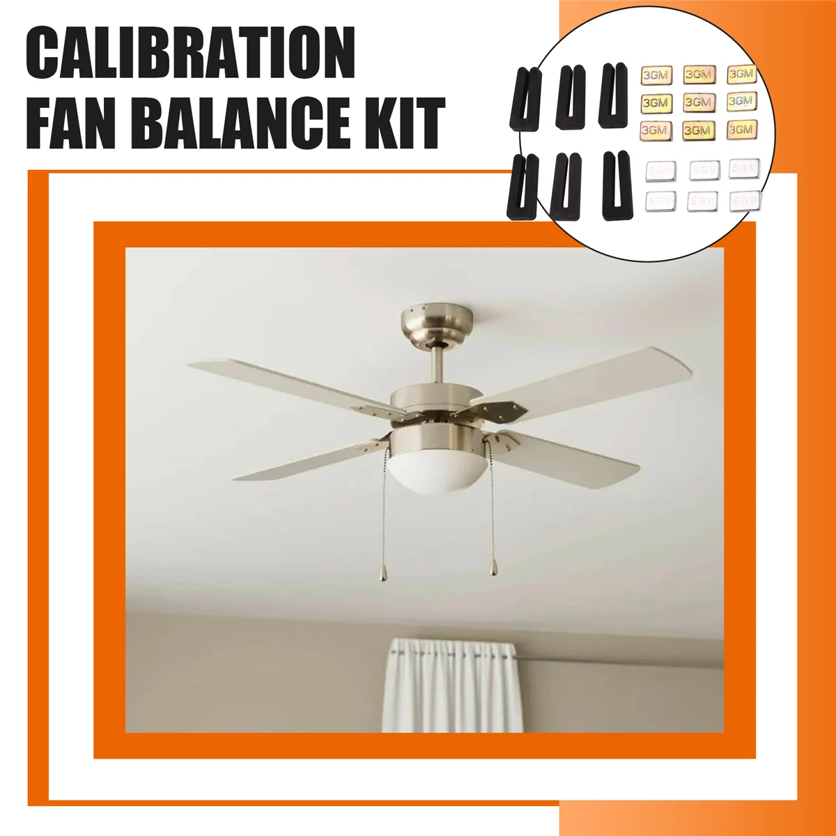 6 Sets of Ceiling Fan Blade Balancing Kit Fan Weight Balancing Kit Include Self-Adhesive Metal 5G Weight and 3G F