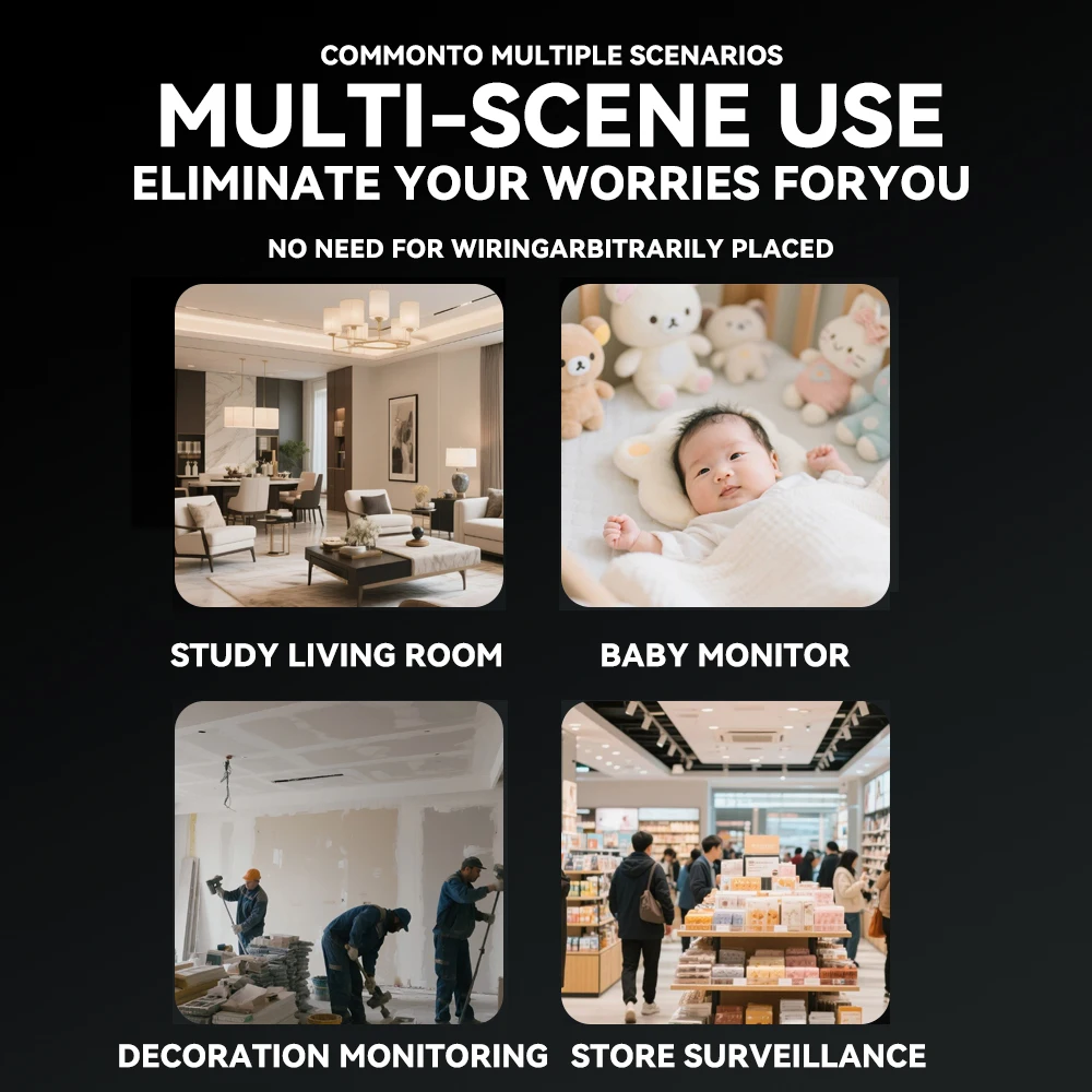 Indoor 5MP Security Mini Camera Night Vision 4H Battery Life Motion Detection Alerts SD/Cloud Storage Phone App Control Baby Cam 6
