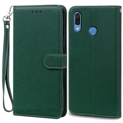 Leather Wallet Case for Huawei Honor Play - Elegant and Durable Protection (Dark Green - Strap)