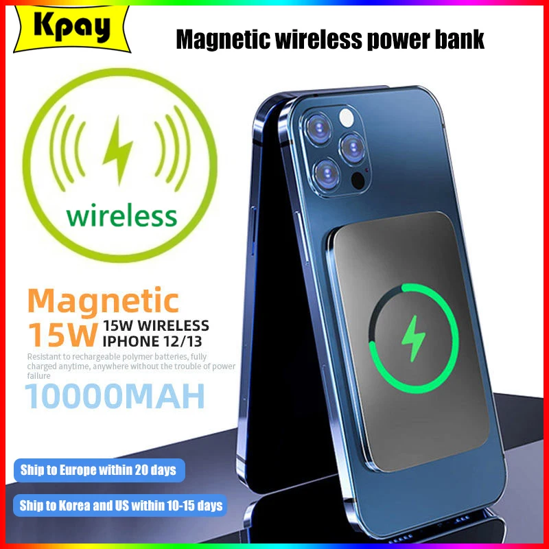 

Portable Macsafe Power Bank 10000mAh Magnetic Wireless Charger For iPhone 15 14 13 Pro Max External Auxiliary Battery Powerbank