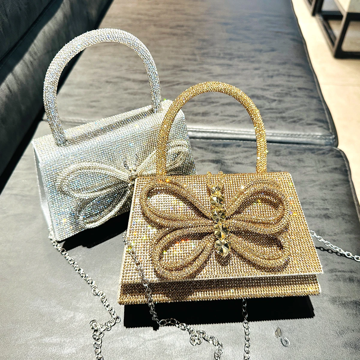 JIOMAY Golden Rhinestone Evening Bags Luxury Designer Handbags For