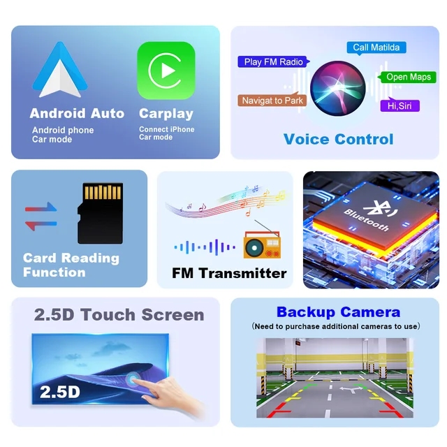 Podofo Wireless Carplay Android Auto Car Radio Multimedia Player