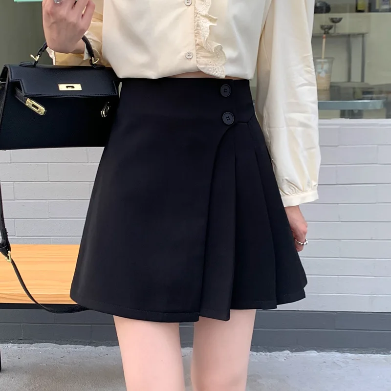 pink skirt High Waist Mini Skirts Women New 2022 Korean Style Streetwear All-match Solid Color Ladies A-line Short Pleated Skirt skater skirt