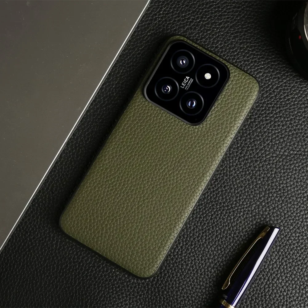 NZN Premium Genuine Leather Full-Wrap Litchi Phone Case