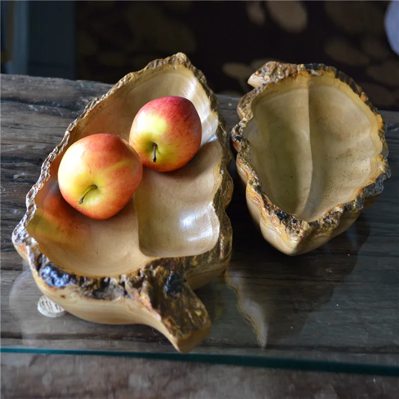 

Thailand Solid Wood Carving Household Fruit Plate Nordic Creative Dried Mango Fruit Plate Creative Simple Vintage Home Decor Art