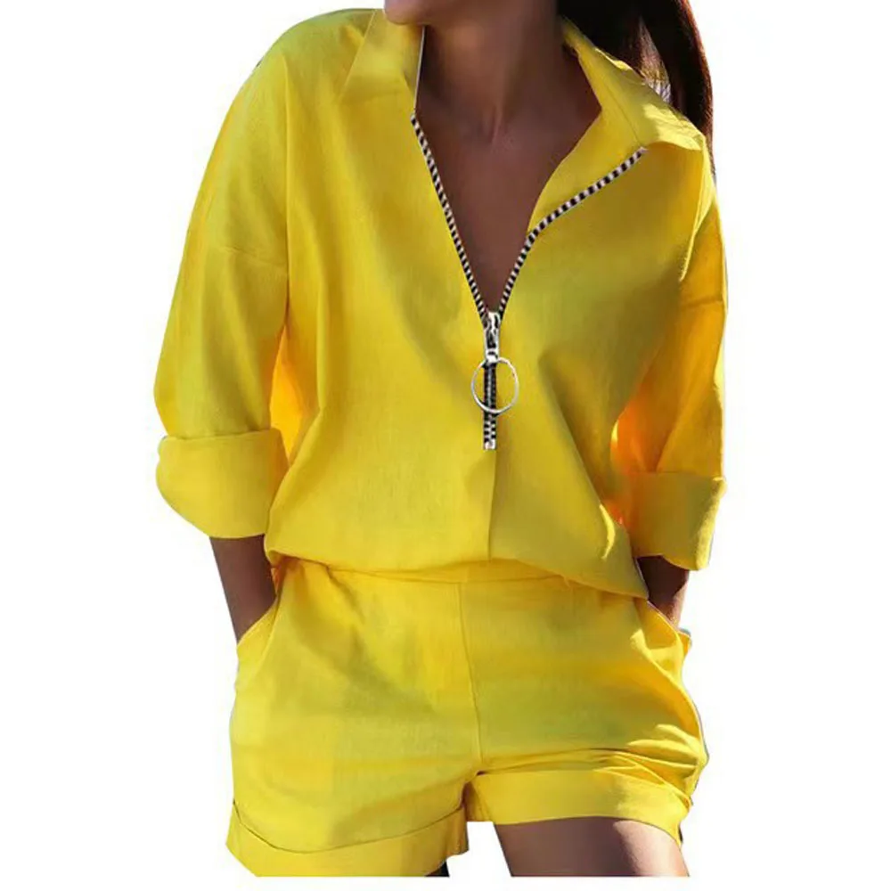 Women Summer Short Suits Two Piece Set