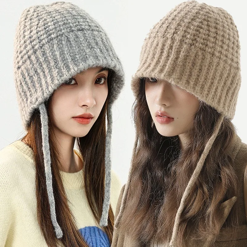 

2023 Wandering Pullover Bonnet Autumn Woolen Knitted Lace Hat Beanies Skullies Fashion Women's Retro Britain Street Artist Beret