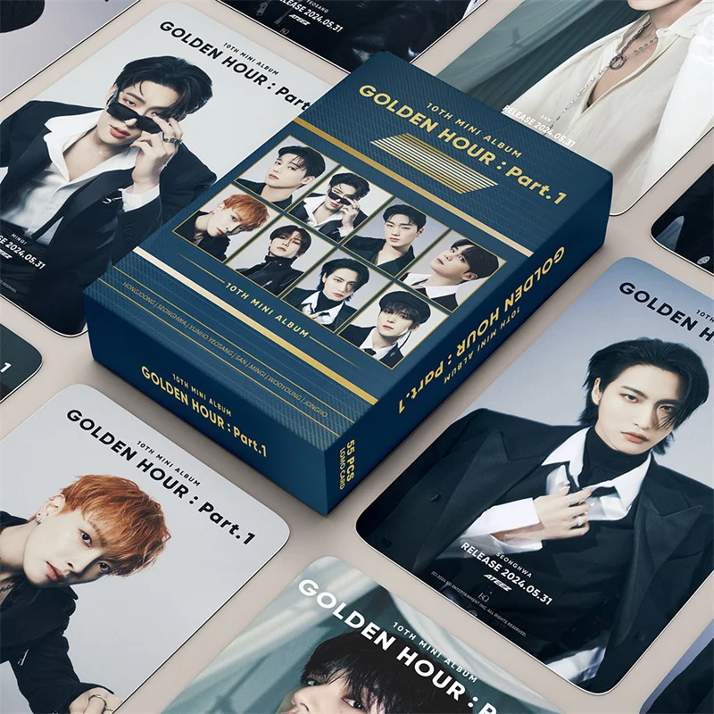 CHENGLI 124PCS Kpop ATEEZ Cards,ATEEZ Mini Cards,ATEEZ Holographic Album Cartes ATEEZ Merch Photocards Set Kpop ATEEZ Cartes Photo Cadeau De Fans