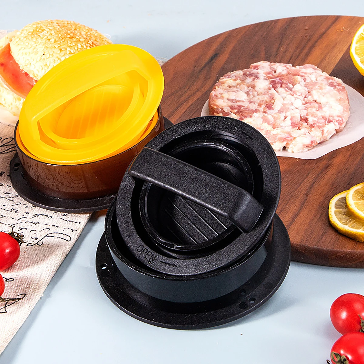 Burger Press With 100 Pcs Oil Paper Hamburger Multi-Purpose Meat Press Patty Meatloaf Mould Barbecue Kitchen Utensils Cooking