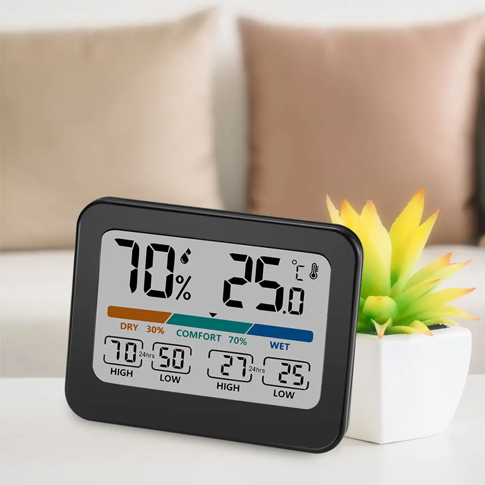 Digital Temperature Humidity Monitor Large Screen