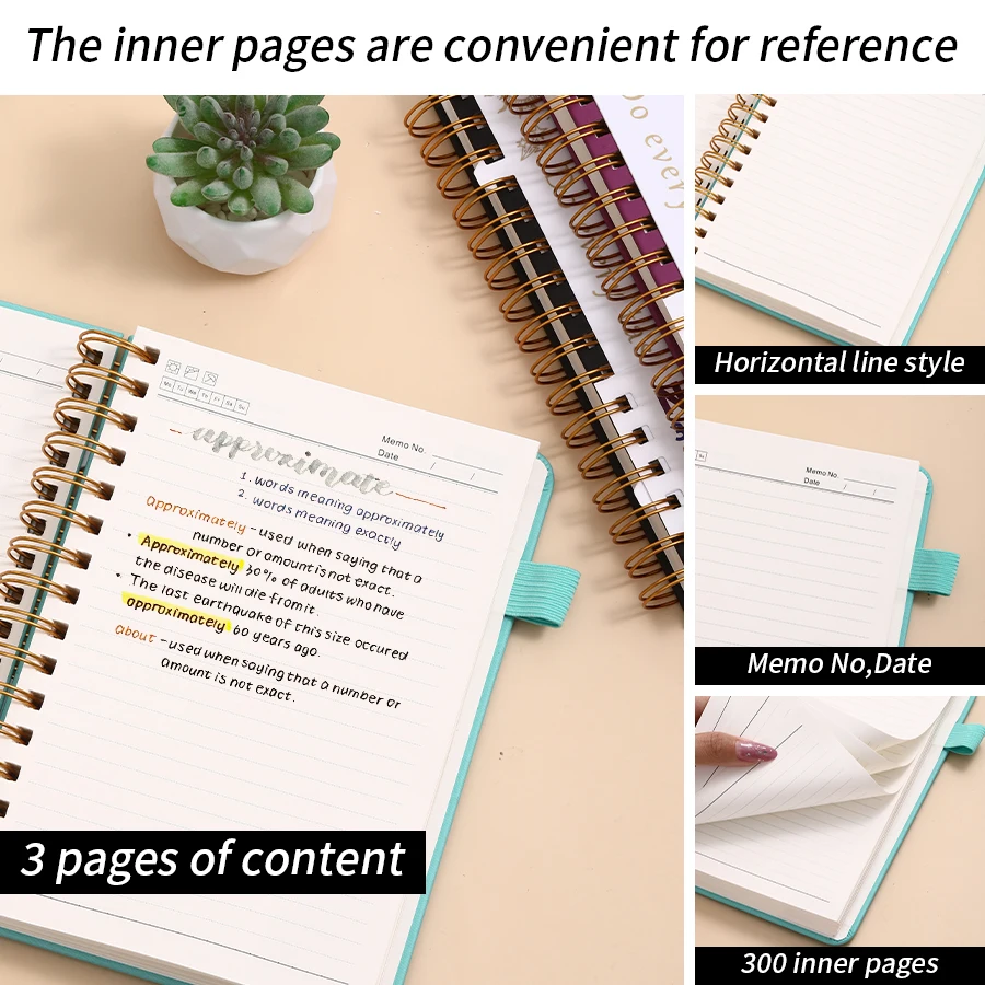 A5 Hardcover Spiral Bound Journal with 300 Numbered Lined Pages