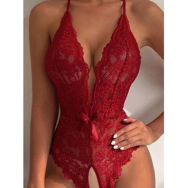 Sexy Bowknot Teddy Babydoll Lingerie Set for Women Bride Honeymoon