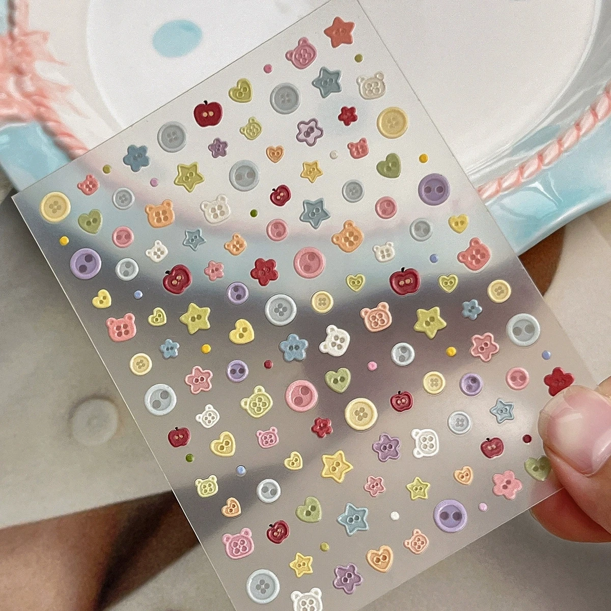카와이 2개입/팩 엠보싱 곰 DIY 스티커 스크랩북 스티커 저널 재료 네일 스티커 세트