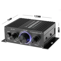 AK170 Mini Digital Power Audio Car Amplifier Blue Light Stereo Audio Amplifier for Home Theater Club Party Music 200Wx2 Power 4