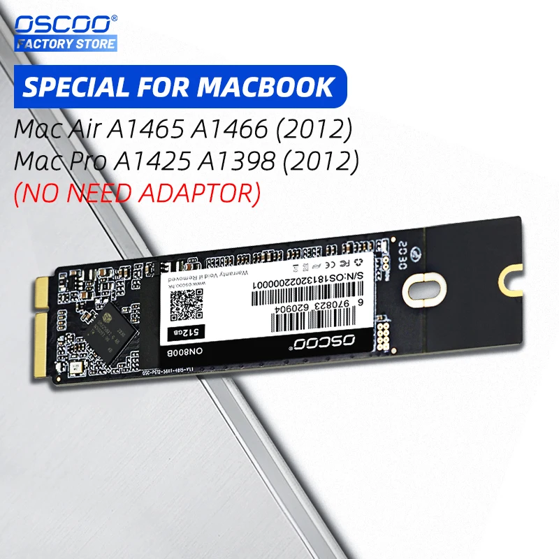 Oscoo-ssd Unidade de Disco Rígido Unidade de Estado Sólido 256gb 512gb 1tb m2 2280 Ssd para Macbook Pro A1398 A1425 Macbook Air A1465 1466 2013 2012