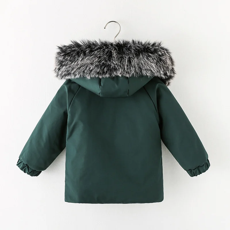 

Boys Winter Fur Collar Girls Therme Parka Cotton-Padded Baby Warmth Snow Jackets Children Outerwear Kids Outfits Coats 1-6 Years