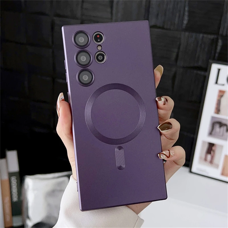 For Magsafe Magnetic Silicone Phone Case For Samsung S21 S22 S23 S24 S25 Ultra Shockproof Camera protection Cover