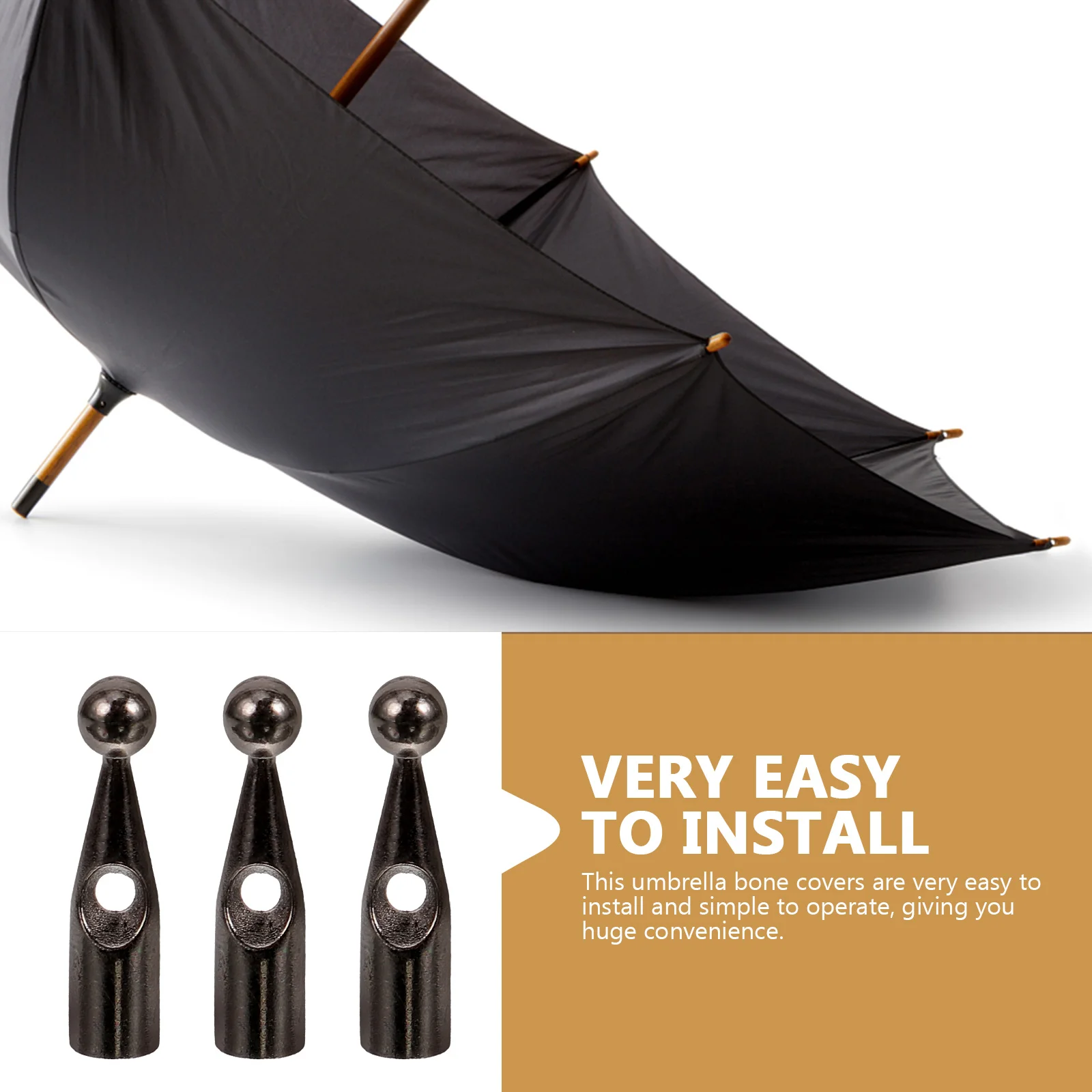 Umbrella Bone Covers 10Pcs Metal Umbrella Bone Covers Tail Beads Replacement Umbrella Repairing Beads Rain Tail