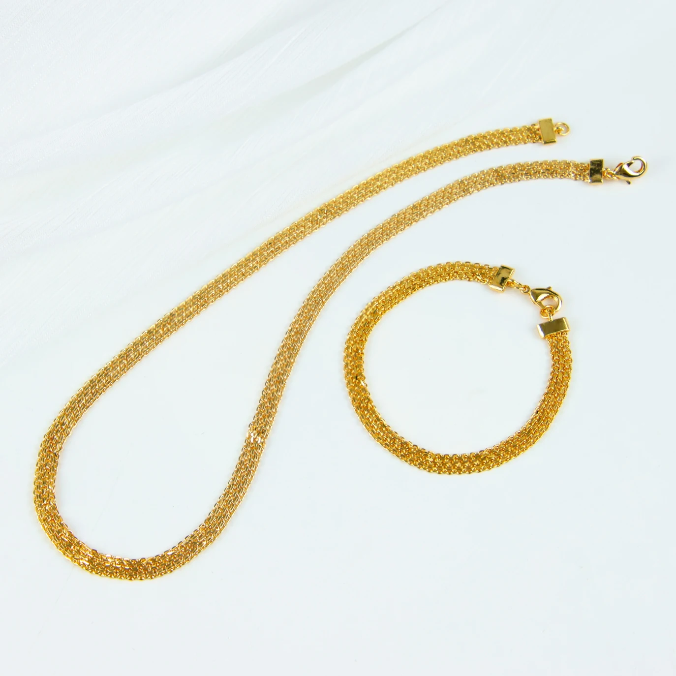 Arab Gold Color Necklace Sets 21k Copper Gold Plated Dubai Elegant